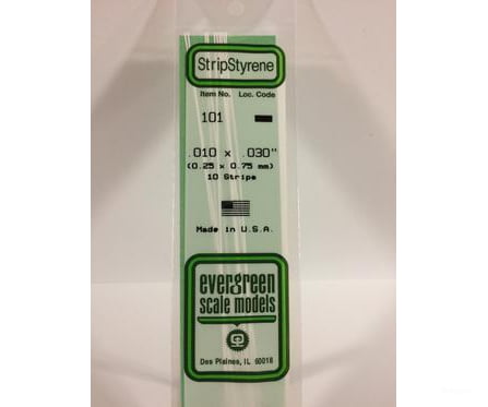 Evergreen 101 Dimensional Strips .010X.030 (10/Pk) Scratch Building Supplies