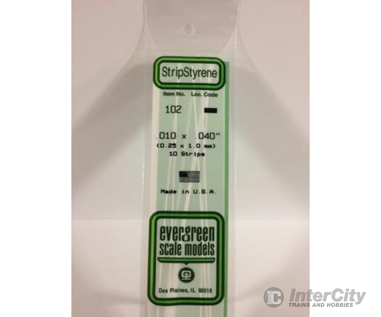 Evergreen 102 Dimensional Strips .010X.040 (10/Pk) Scratch Building Supplies