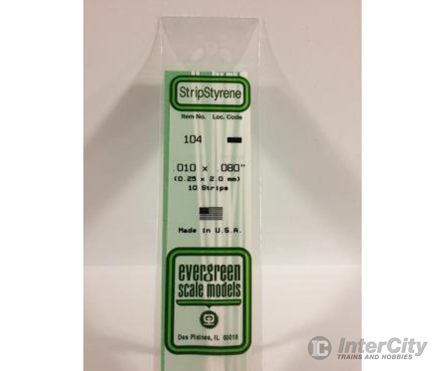 Evergreen 104 Dimensional Strips .010X.080 (10/Pk) Scratch Building Supplies