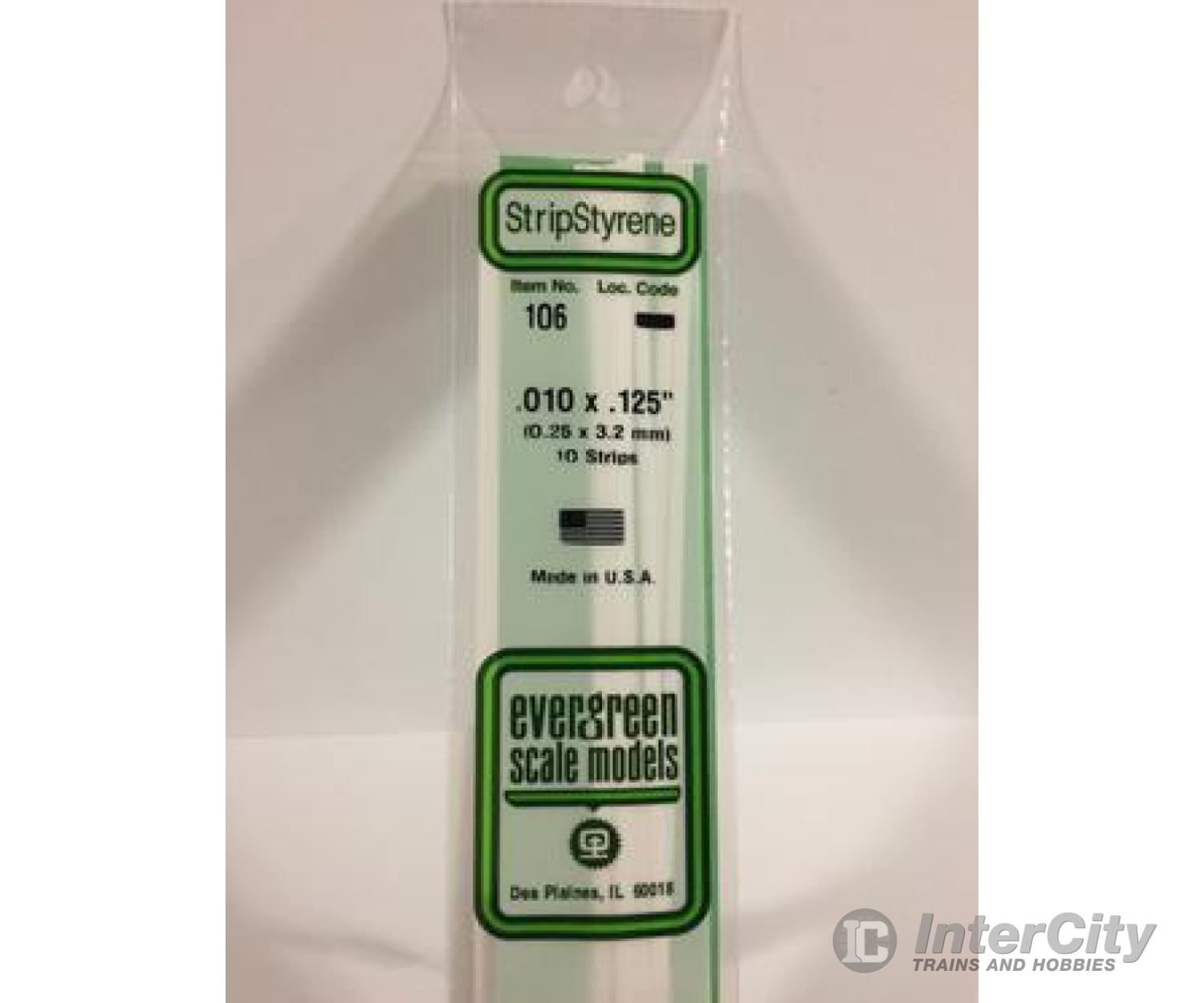 Evergreen 106 Dimensional Strips .010X.125 (10/Pk) Scratch Building Supplies