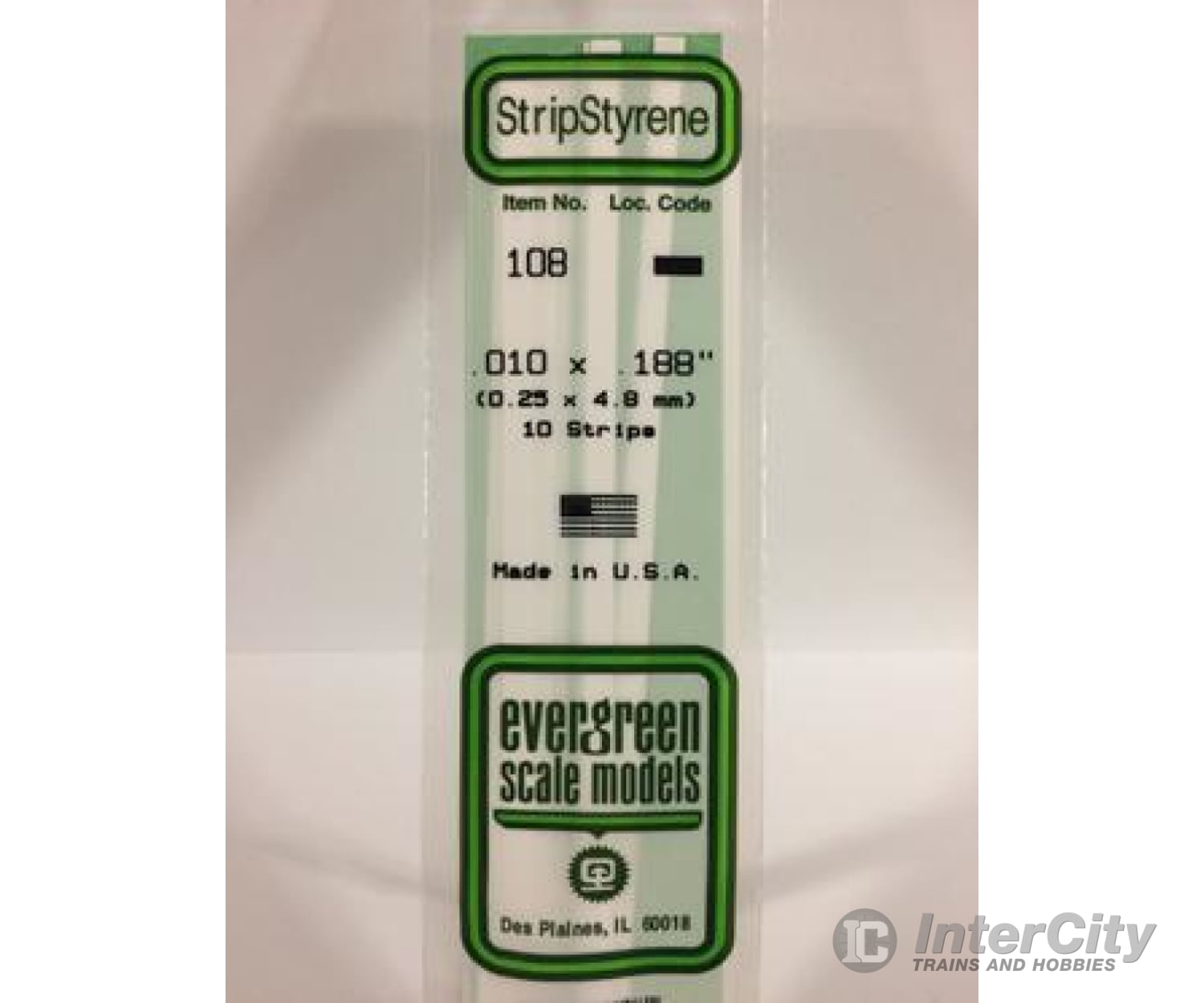Evergreen 108 Dimensional Strips .010X.188 (10/Pk) Scratch Building Supplies