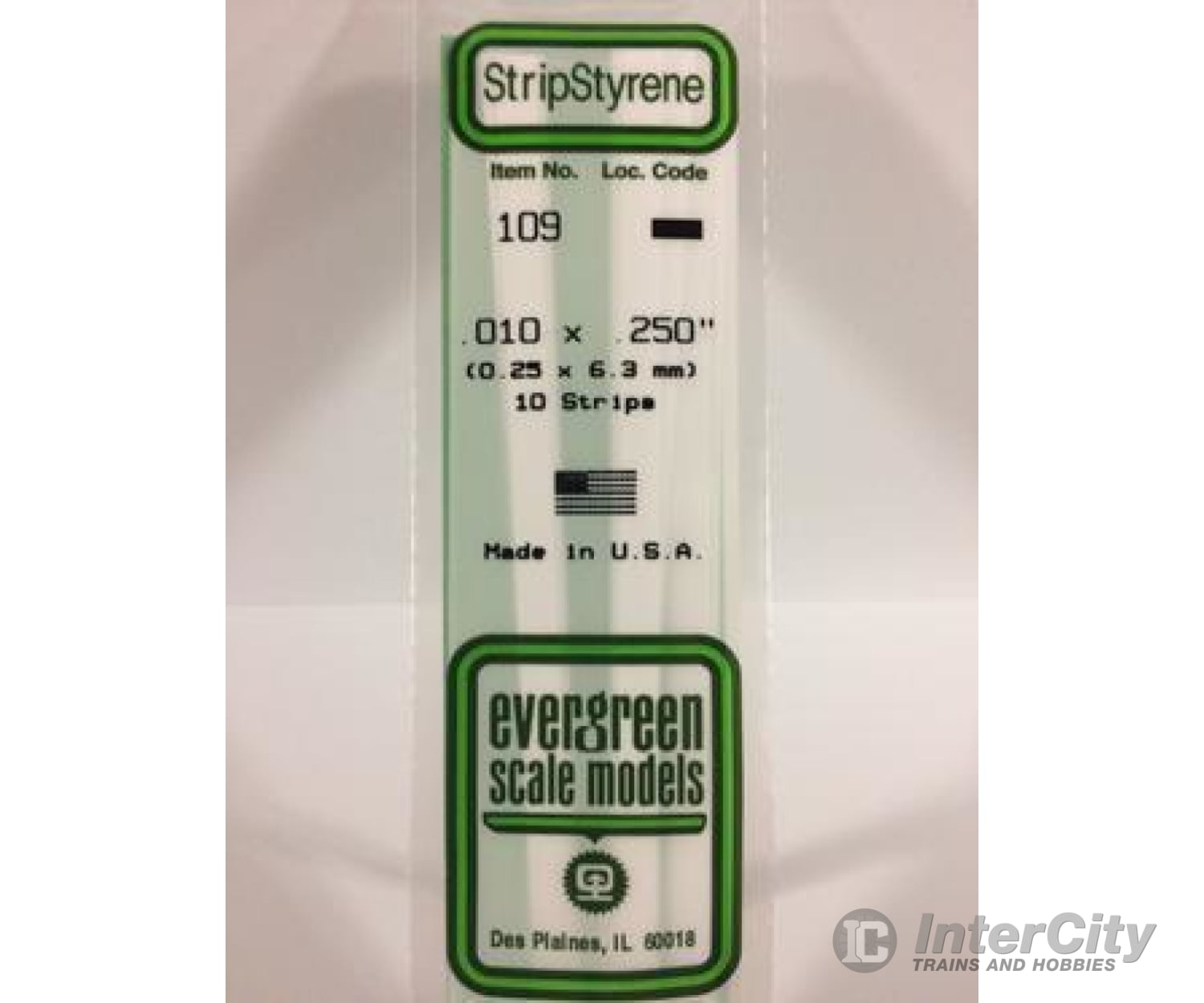 Evergreen 109 Dimensional Strips .010X.250 (10/Pk) Scratch Building Supplies