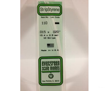 Evergreen 110 Dimensional Strips .015X.020 (10/Pk) Scratch Building Supplies