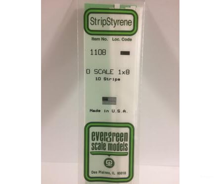 Evergreen 1108 O Strips-1X8 (10/Pk) Scratch Building Supplies