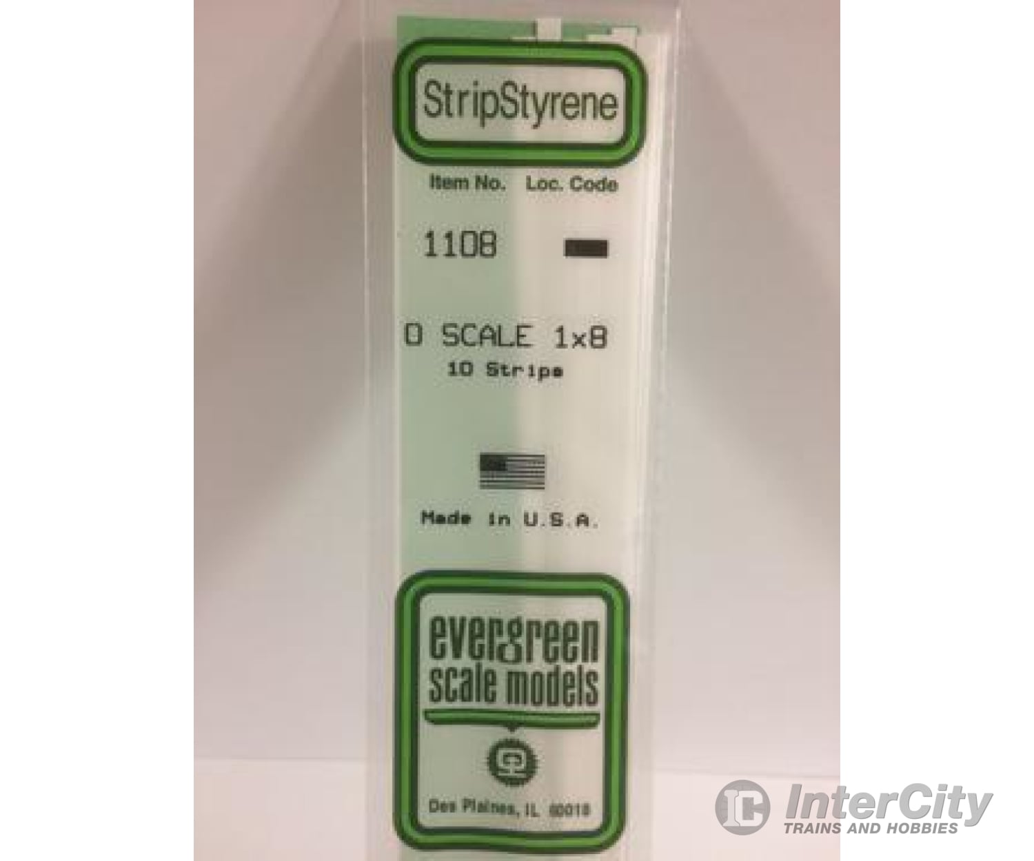 Evergreen 1108 O Strips-1X8 (10/Pk) Scratch Building Supplies