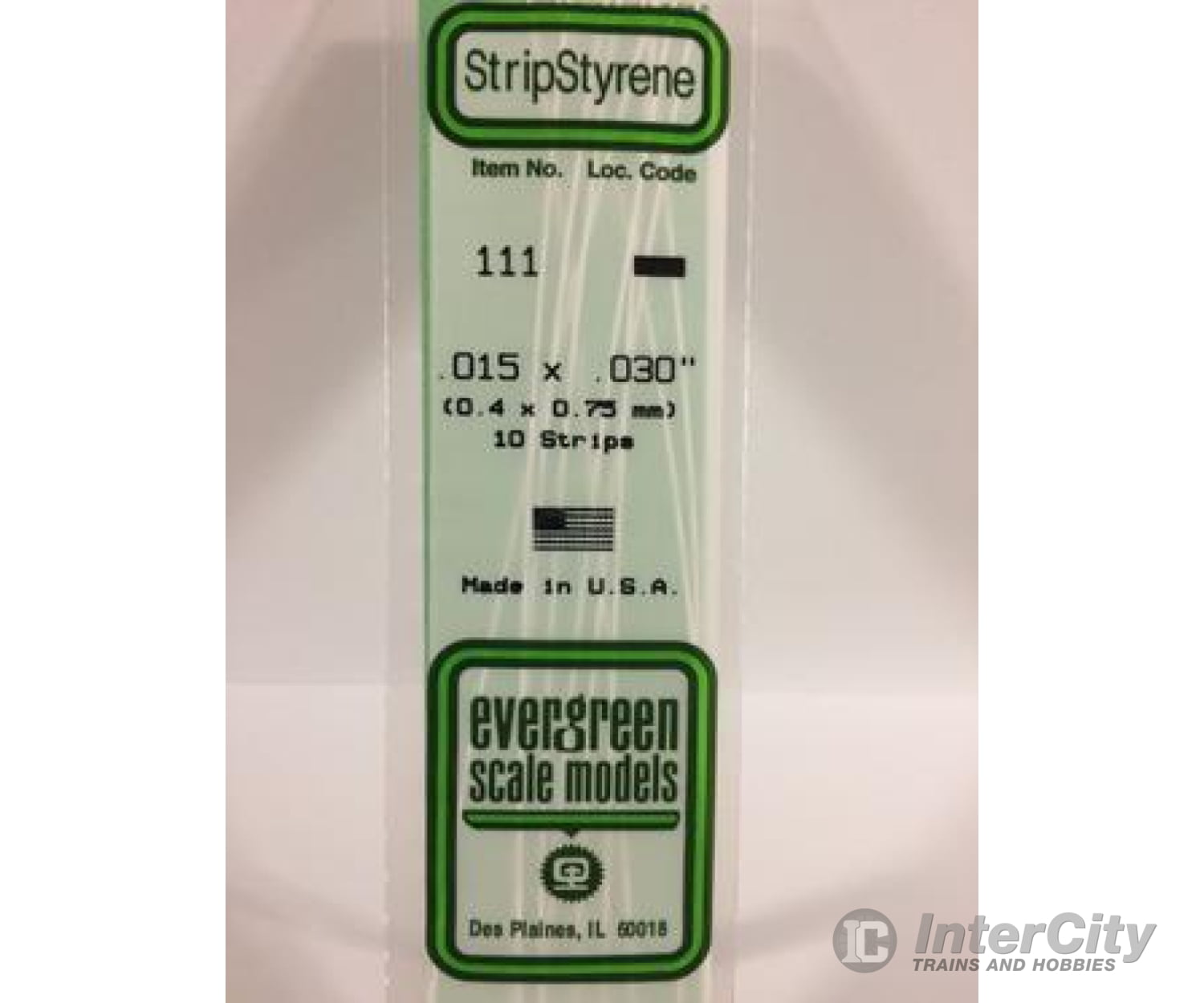 Evergreen 111 Dimensional Strips .015X.030 (10/Pk) Scratch Building Supplies