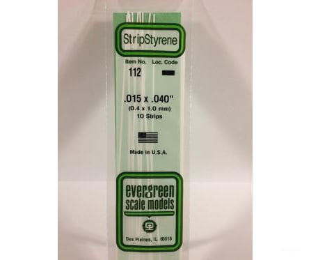 Evergreen 112 Dimensional Strips .015X.040 (10/Pk) Scratch Building Supplies