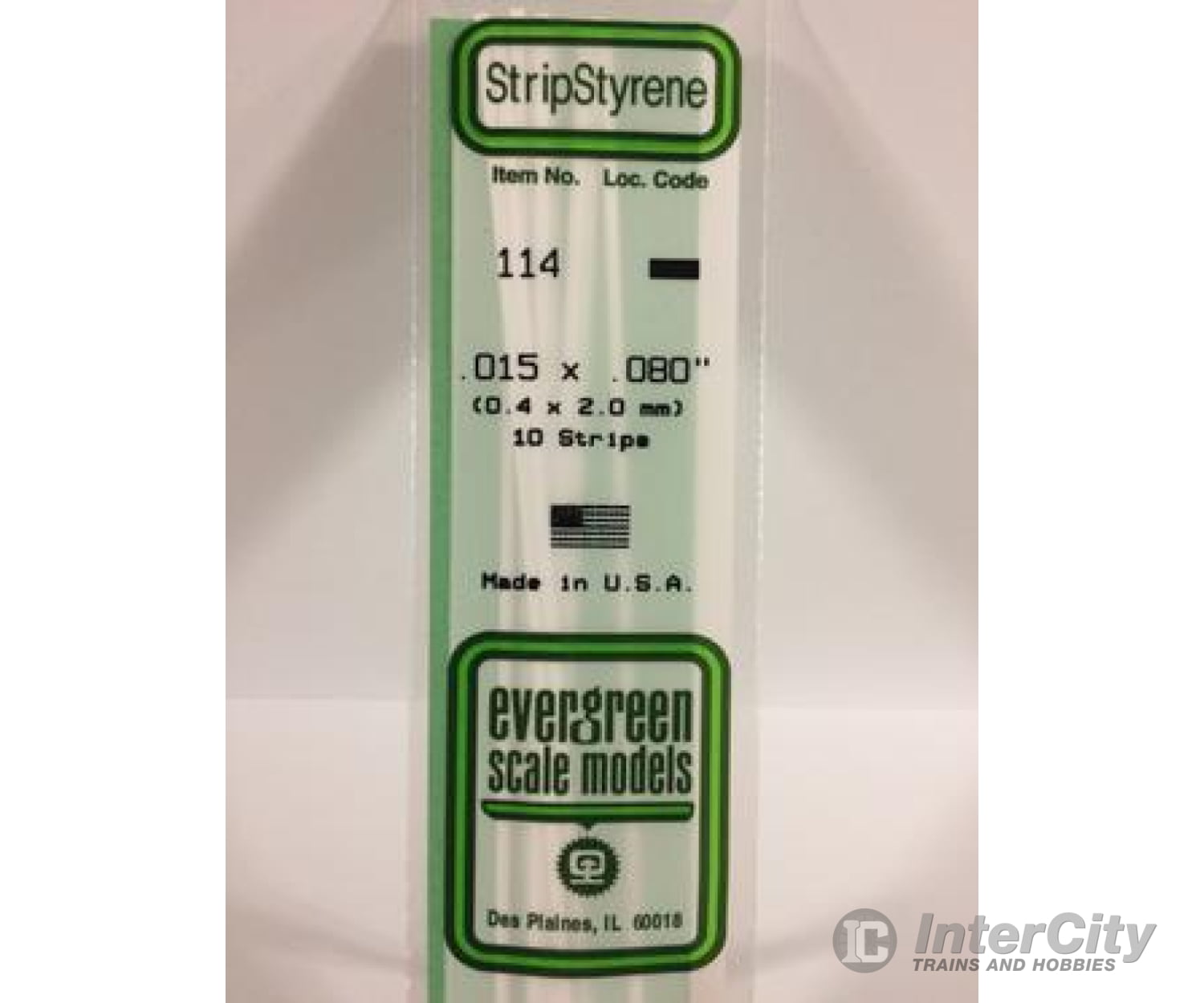 Evergreen 114 Dimensional Strips .015X.080 (10/Pk) Scratch Building Supplies