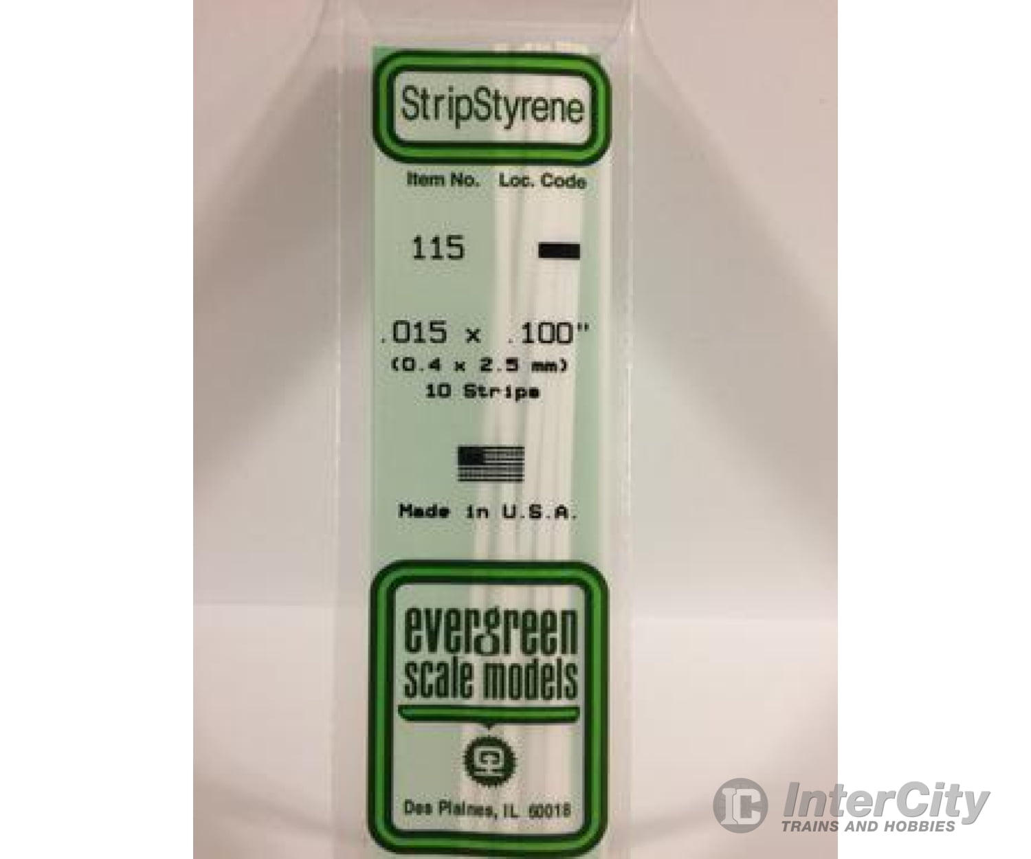 Evergreen 115 Dimensional Strips .015X.100 (10/Pk) Scratch Building Supplies