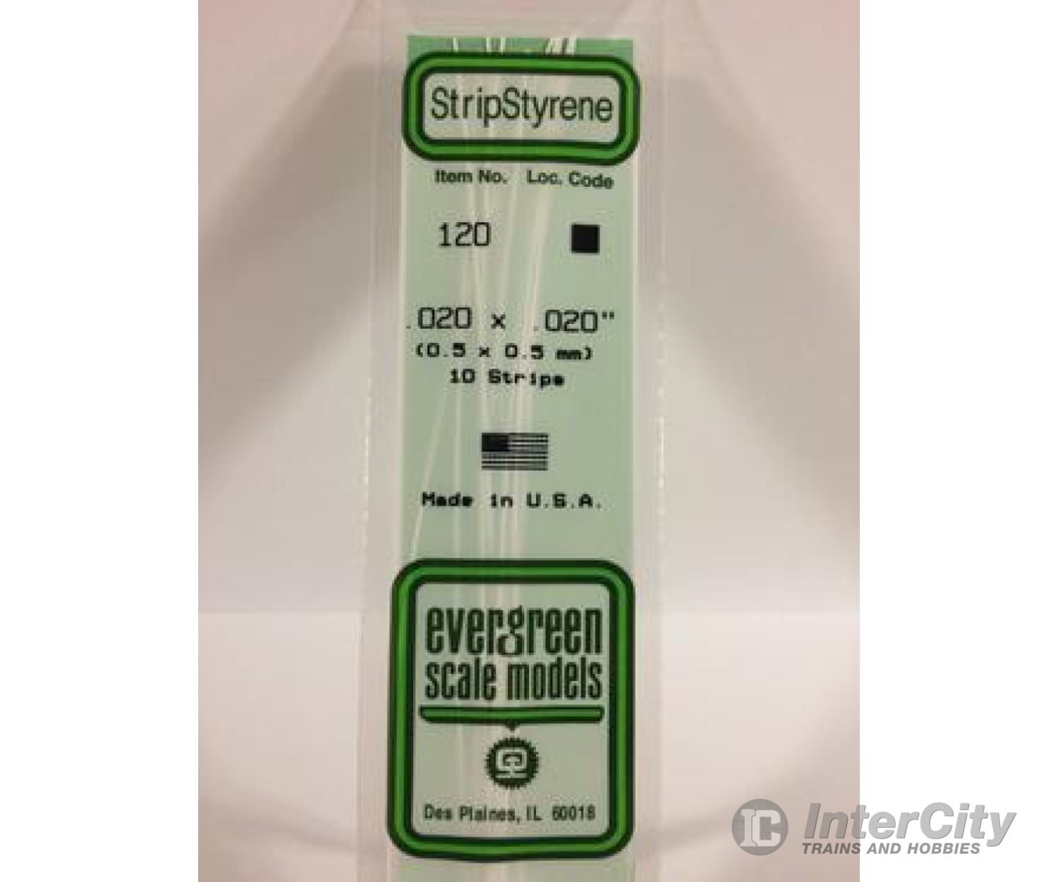 Evergreen 120 Dimensional Strips .020X.020 (10/Pk) Scratch Building Supplies