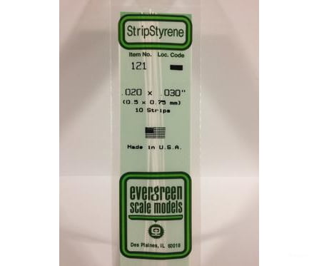 Evergreen 121 Dimensional Strips .020X.030 (10/Pk) Scratch Building Supplies