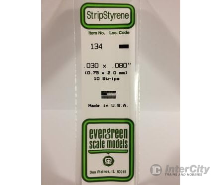Evergreen 134 Dimensional Strips .030X.080 (10/Pk) Scratch Building Supplies