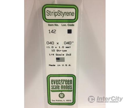 Evergreen 142 Dimensional Strips .040X.040 (10/Pk) Scratch Building Supplies