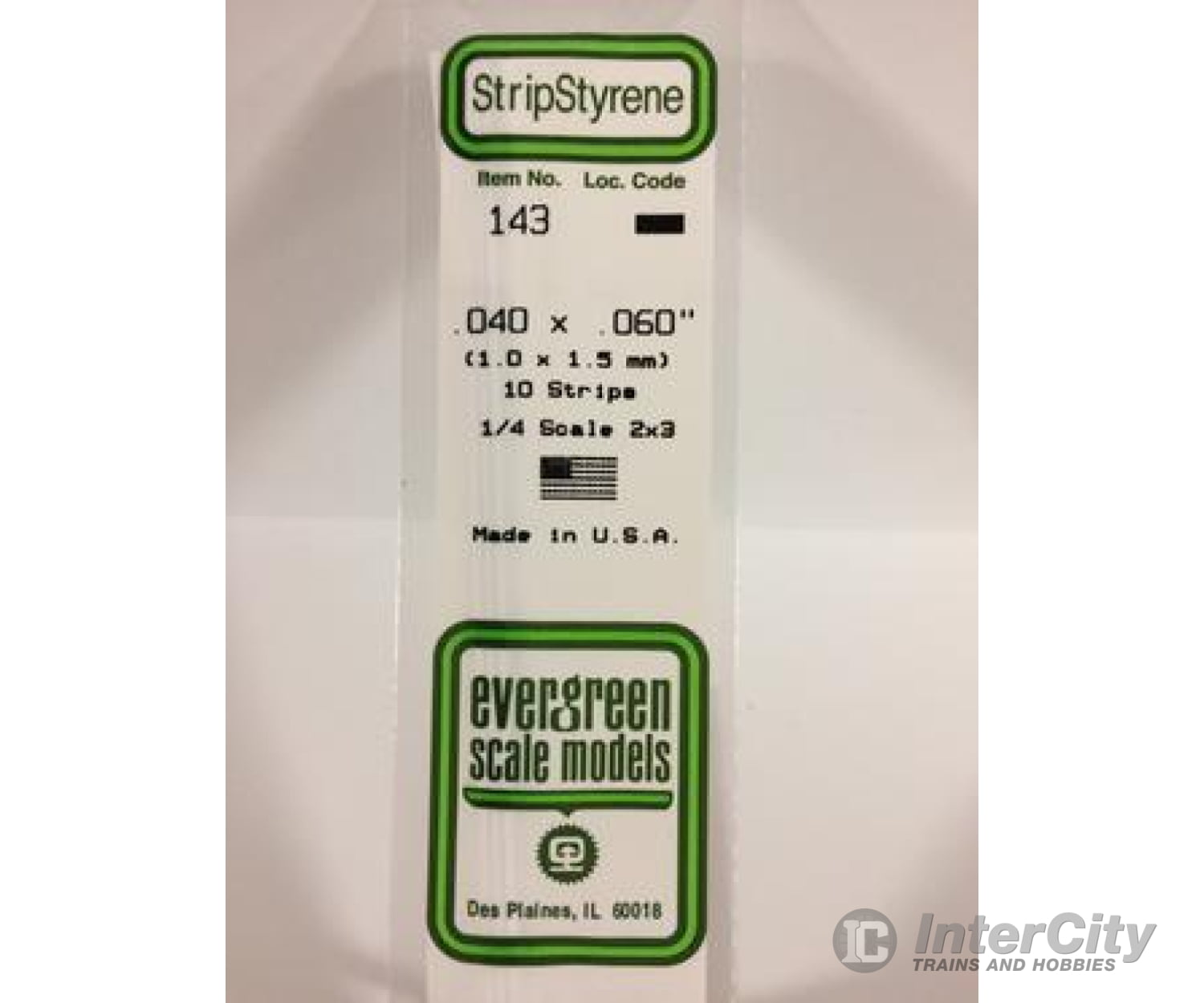 Evergreen 143 Dimensional Strips .040X.060 (10/Pk) Scratch Building Supplies