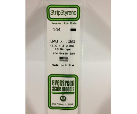 Evergreen 144 Dimensional Strips .040X.080 (10/Pk) Scratch Building Supplies