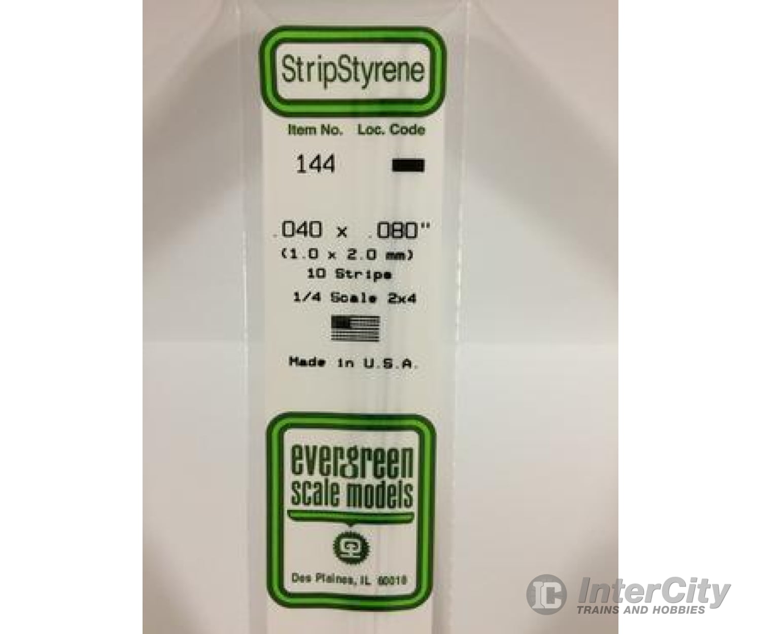 Evergreen 144 Dimensional Strips .040X.080 (10/Pk) Scratch Building Supplies