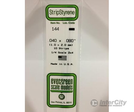 Evergreen 144 Dimensional Strips .040X.080 (10/Pk) Scratch Building Supplies