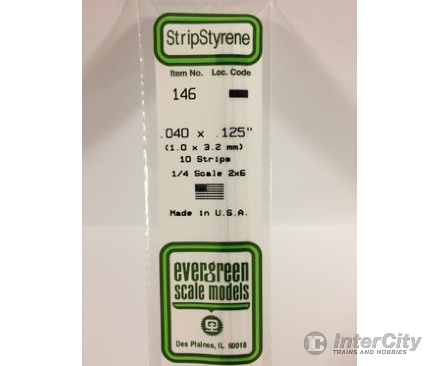 Evergreen 146 Dimensional Strips .040X.125 (10/Pk) Scratch Building Supplies