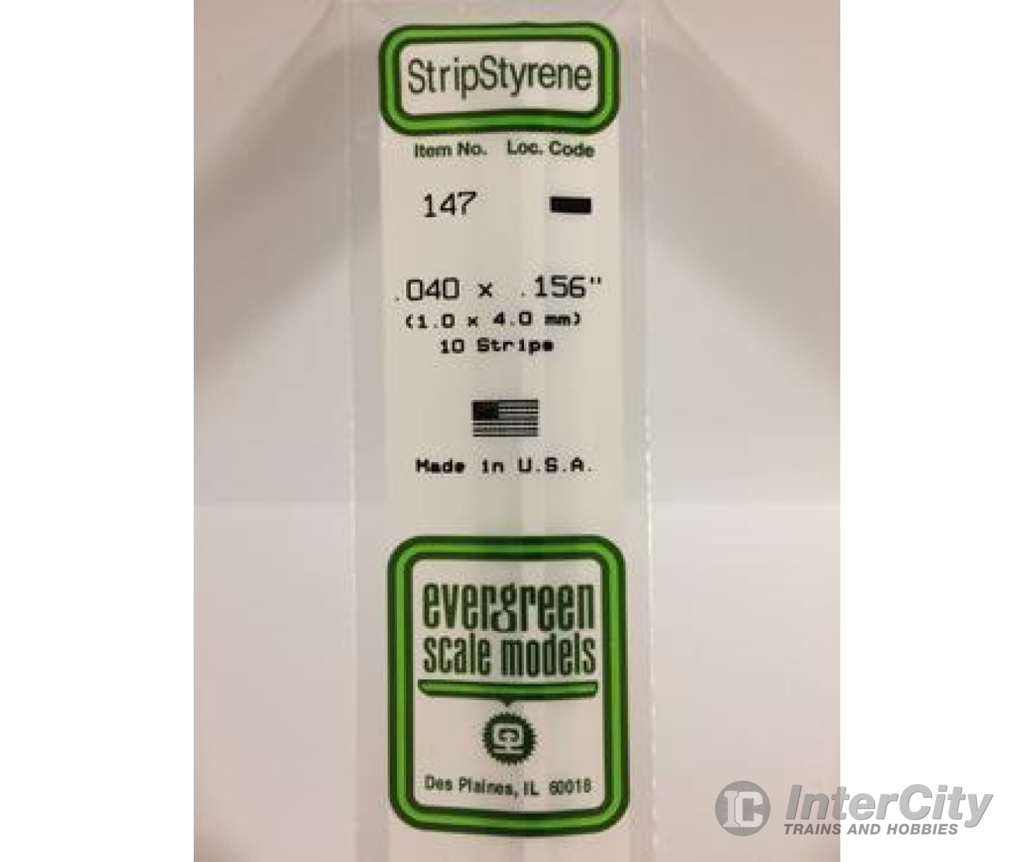 Evergreen 147 Dimensional Strips .040X.156 (10/Pk) Scratch Building Supplies