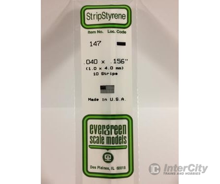 Evergreen 147 Dimensional Strips .040X.156 (10/Pk) Scratch Building Supplies