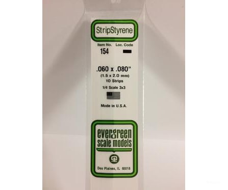 Evergreen 154 Dimensional Strips .060X.080 (10/Pk) Scratch Building Supplies