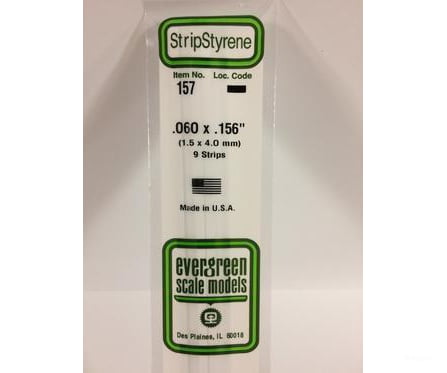 Evergreen 157 Dimensional Strips .060X.156 (9/Pk) Scratch Building Supplies
