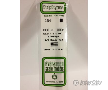 Evergreen 164 Dimensional Strips .080X.080 (9/Pk) Scratch Building Supplies