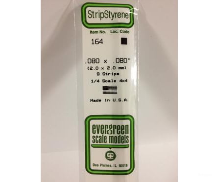 Evergreen 164 Dimensional Strips .080X.080 (9/Pk) Scratch Building Supplies