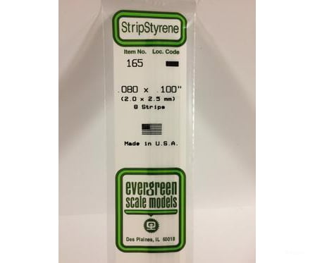 Evergreen 165 Dimensional Strips .080X.100 (8/Pk) Scratch Building Supplies