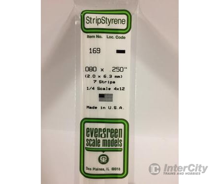 Evergreen 169 Dimensional Strips .080X.250 (7/Pk) Scratch Building Supplies