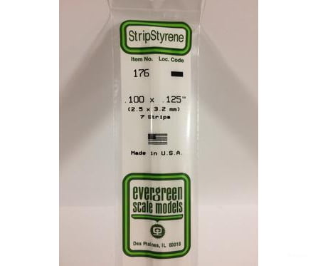 Evergreen 176 Dimensional Strips .100X.125 (7/Pk) Scratch Building Supplies