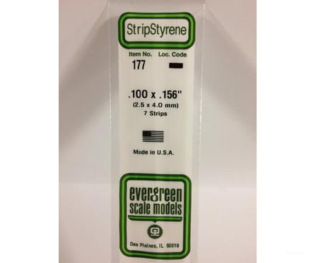 Evergreen 177 Dimensional Strips .100X.156 (7/Pk) Scratch Building Supplies