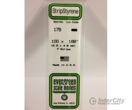 Evergreen 178 Dimensional Strips .100X.188 (7/Pk) Scratch Building Supplies