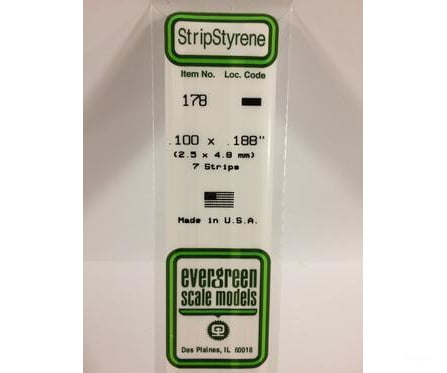 Evergreen 178 Dimensional Strips .100X.188 (7/Pk) Scratch Building Supplies