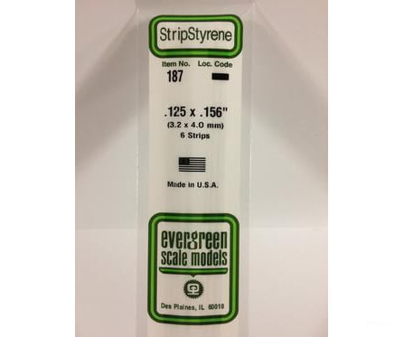 Evergreen 187 Dimensional Strips .125X.156 (6/Pk) Scratch Building Supplies