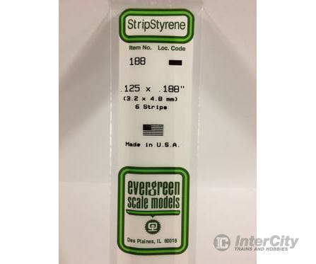 Evergreen 188 Dimensional Strips .125X.188 (6/Pk) Scratch Building Supplies