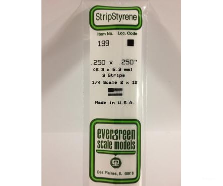 Evergreen 199 Dimensional Strips .250X.250 (3/Pk) Scratch Building Supplies