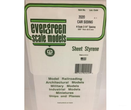 Evergreen 2020 .020 Siding-N Scale Car Scratch Building Supplies