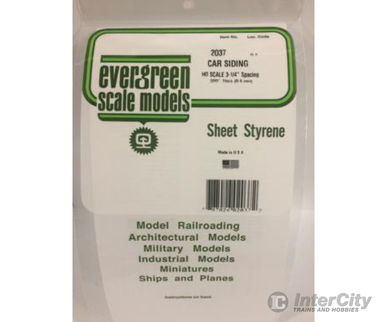 Evergreen 2037 .020 Siding-Ho Scale Car Scratch Building Supplies