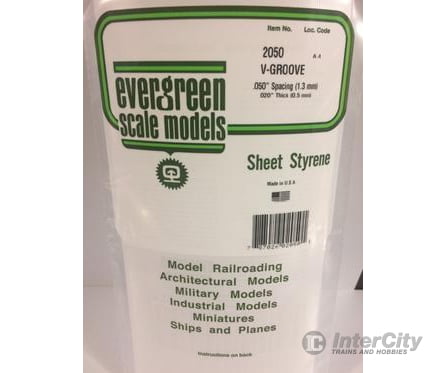 Evergreen 2050 .020 Siding-V Groove .050 Spacing Scratch Building Supplies