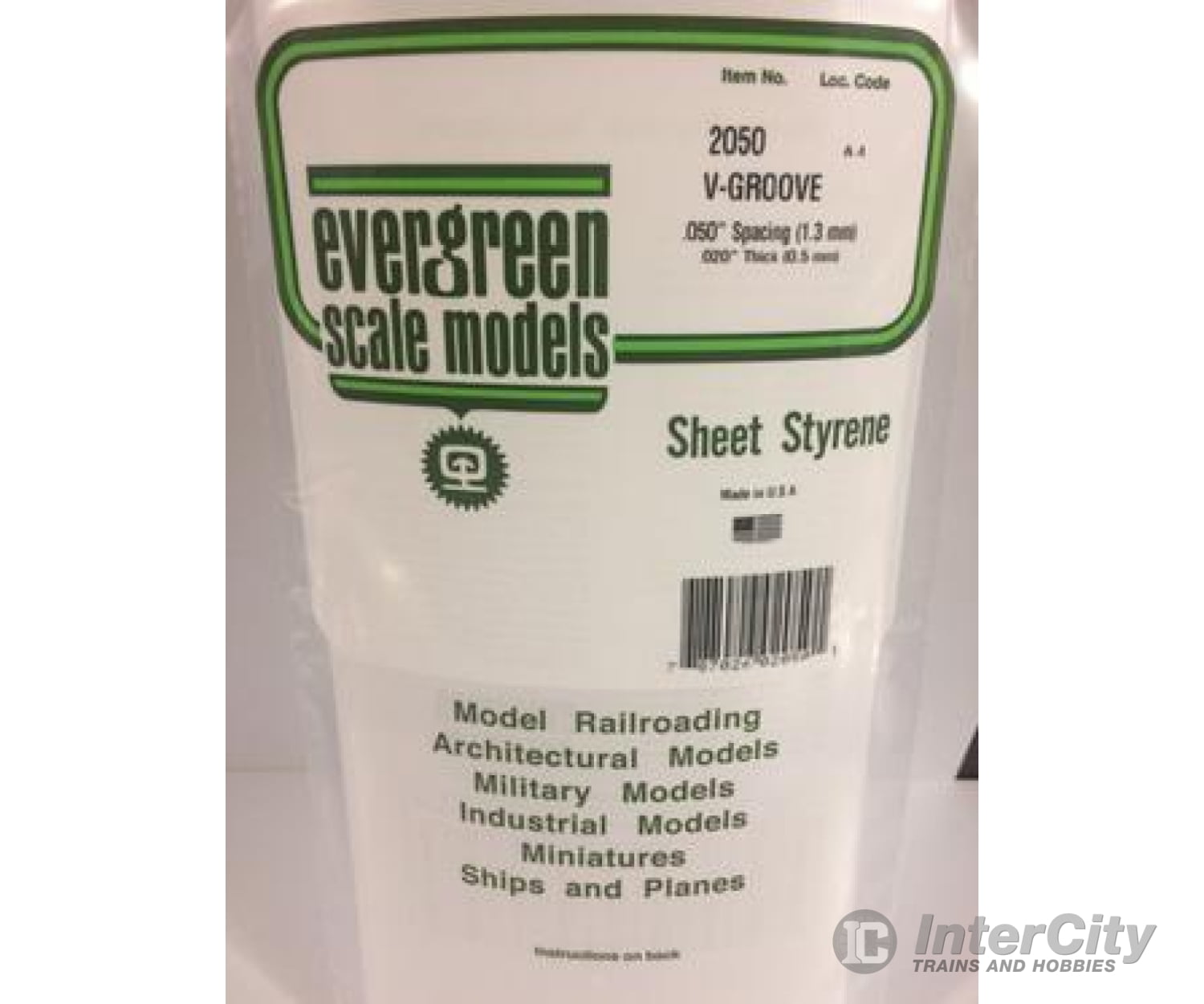 Evergreen 2050 .020 Siding-V Groove .050 Spacing Scratch Building Supplies