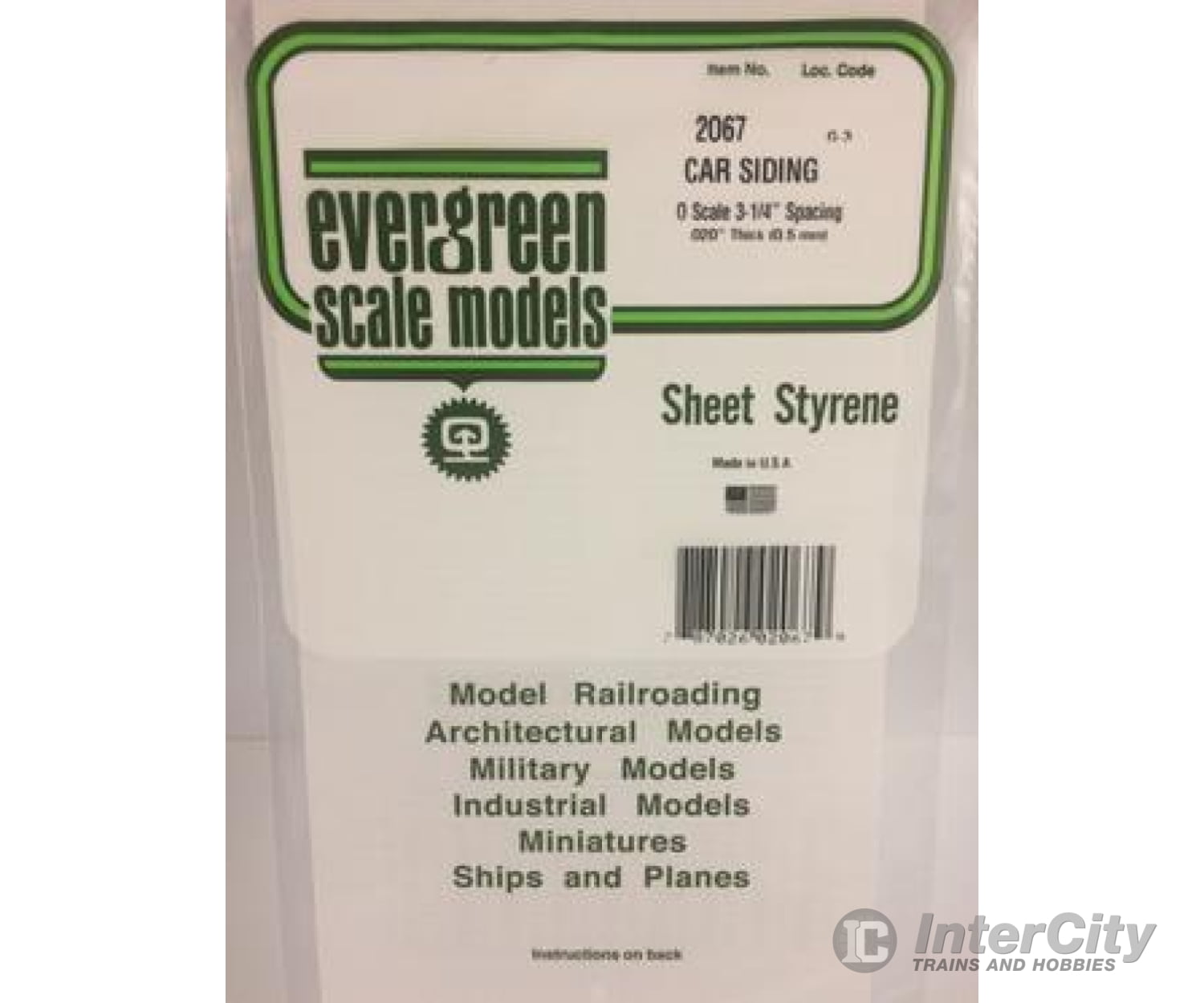 Evergreen 2067 .020 Siding-O Scale Car Scratch Building Supplies