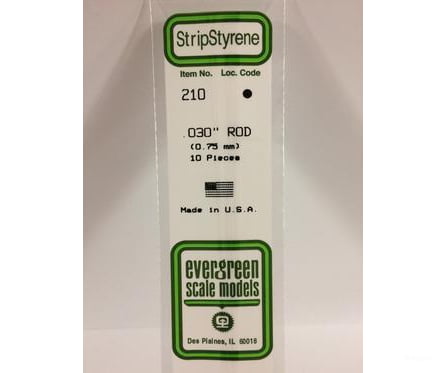 Evergreen 210 Rod-.030 (10/Pk) Scratch Building Supplies