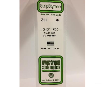 Evergreen 211 Rod-.040 (10/Pk) Scratch Building Supplies