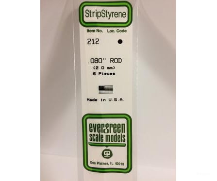 Evergreen 212 Rod-.080 (6/Pk) Scratch Building Supplies