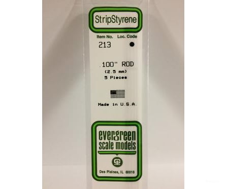 Evergreen 213 Rod-.100 (5/Pk) Scratch Building Supplies