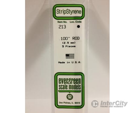 Evergreen 213 Rod-.100 (5/Pk) Scratch Building Supplies