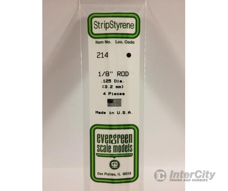 Evergreen 214 Rod-.125 (4/Pk) Scratch Building Supplies