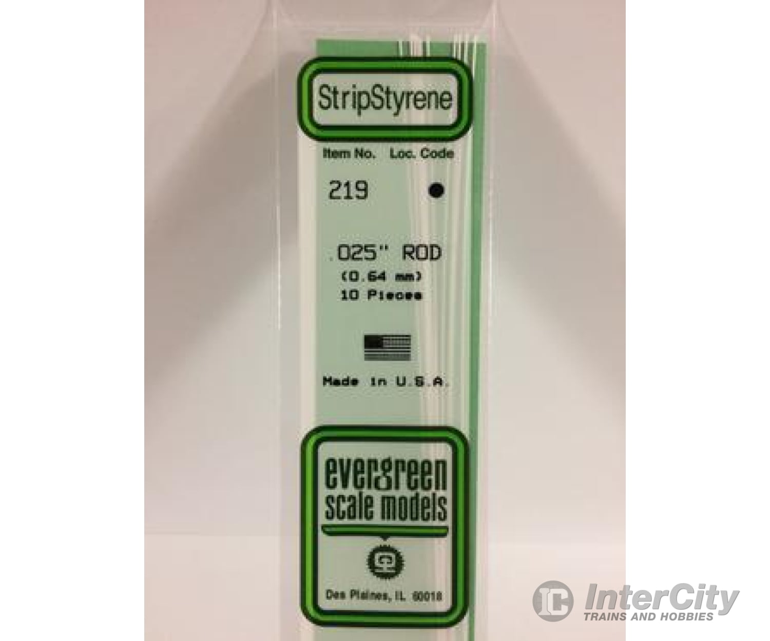 Evergreen 219 Rod-.025 (10/Pk) Scratch Building Supplies