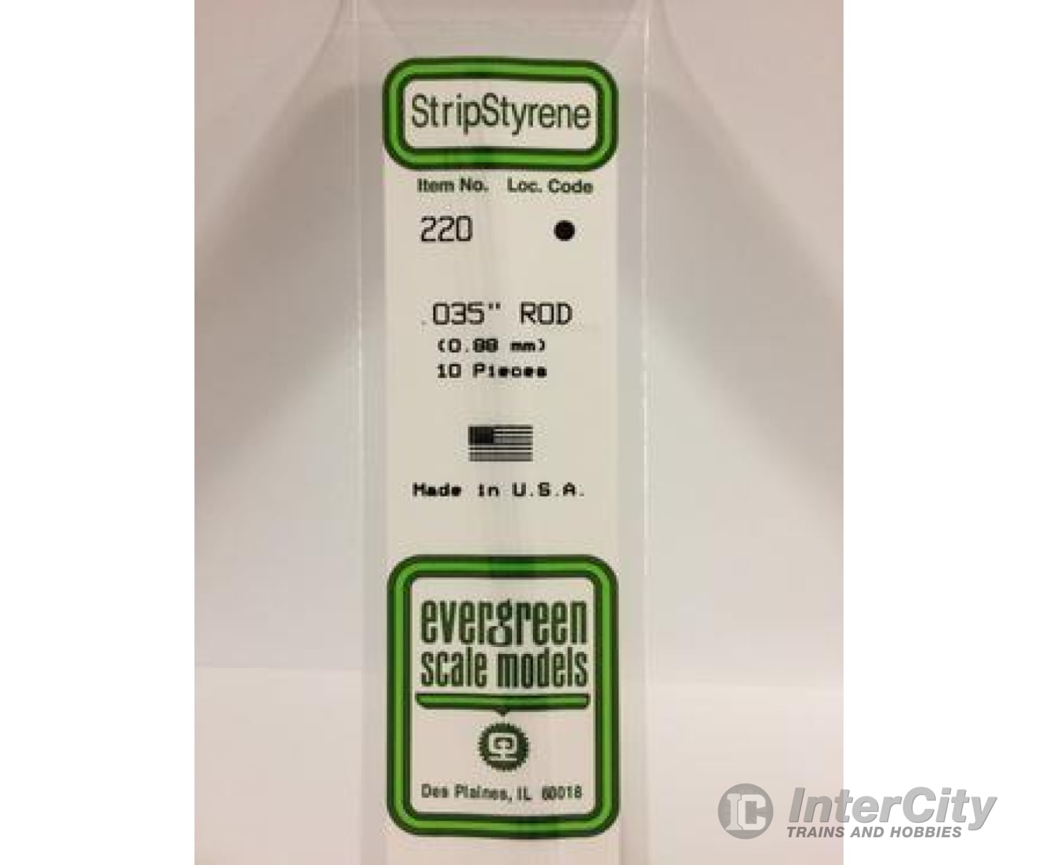 Evergreen 220 Rod-.035 (10/Pk) Scratch Building Supplies